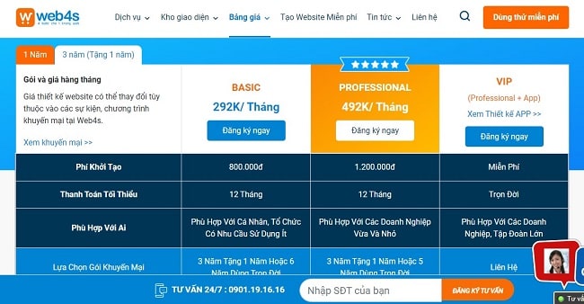Bảng giá thiết kế web Thái Bình